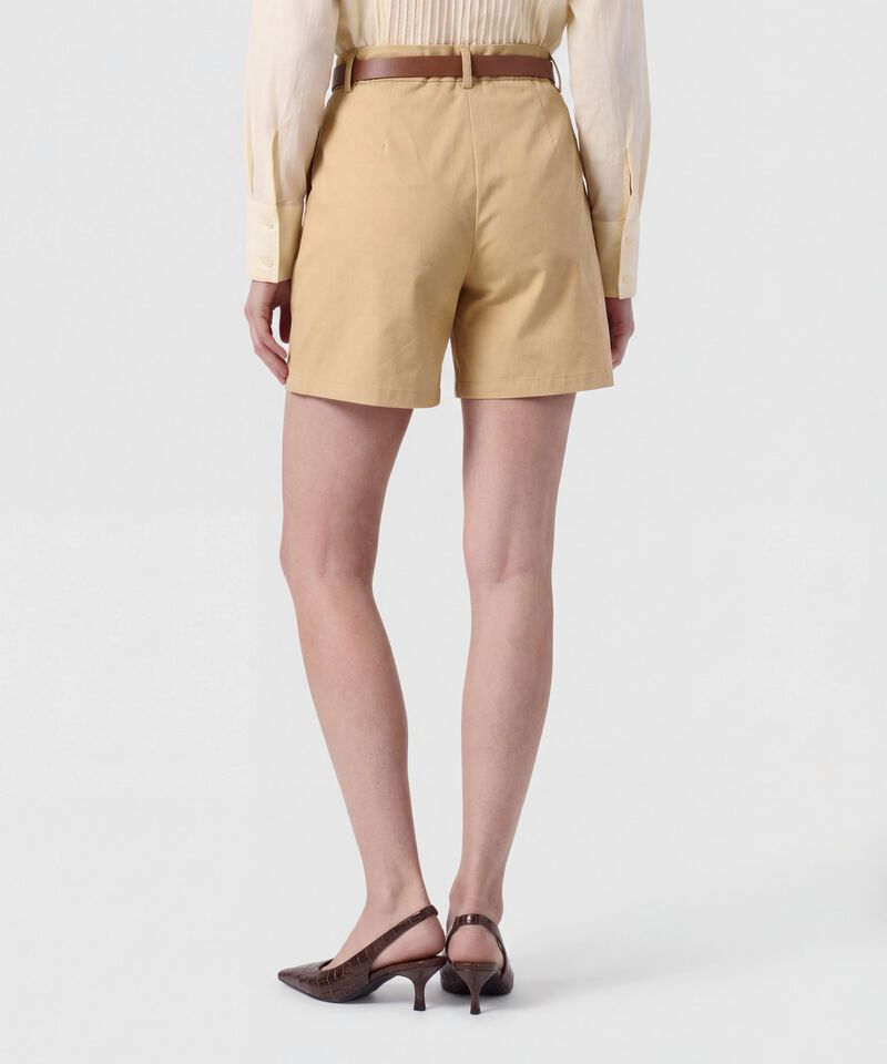 Bermuda De Tiro Alto Con Cinturon Para Mujer