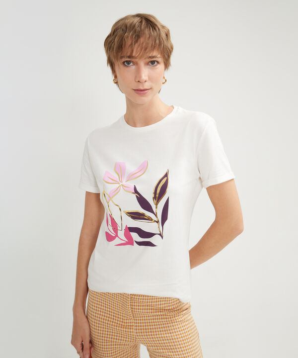 Camiseta Cuello Redondo, Manga Corta Con Screen, Fiesta En El Jardin Linea Moda image number null