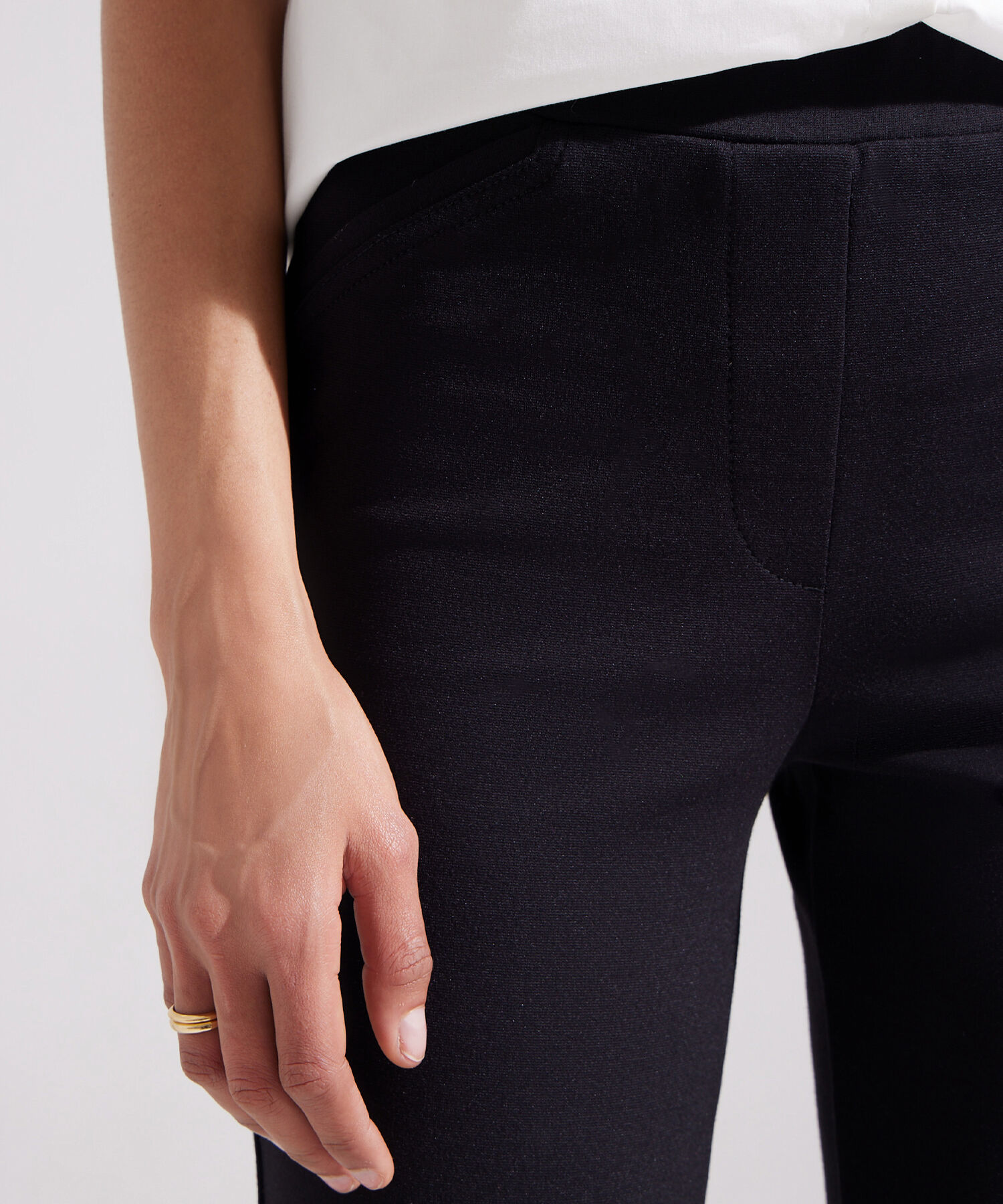 Leggings Unicolor Con Detalle De Simulación Bolsillo