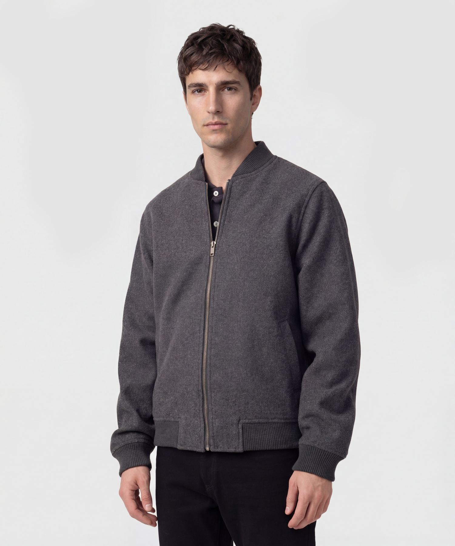 Chaqueta Bomber Con Textura De Lana Hombre