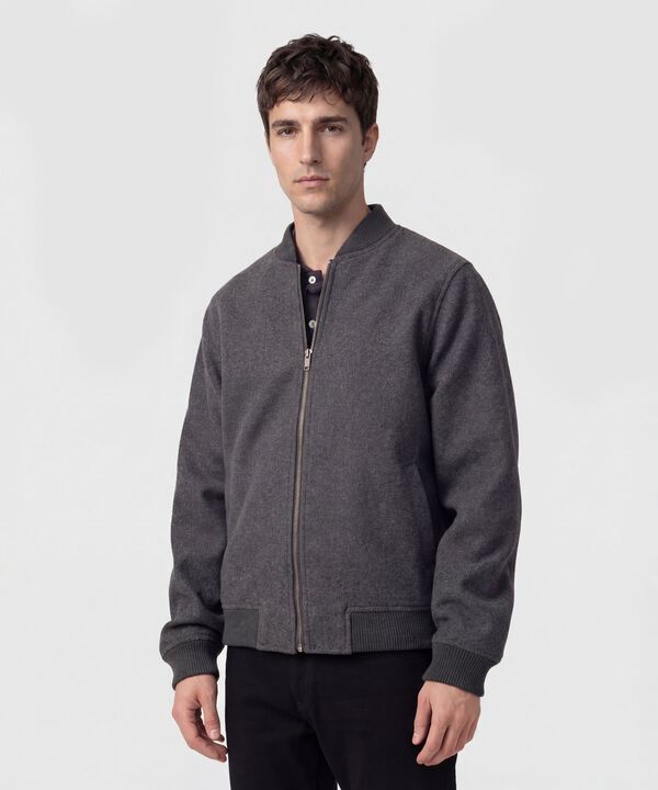 Chaqueta Bomber Con Textura De Lana Hombre