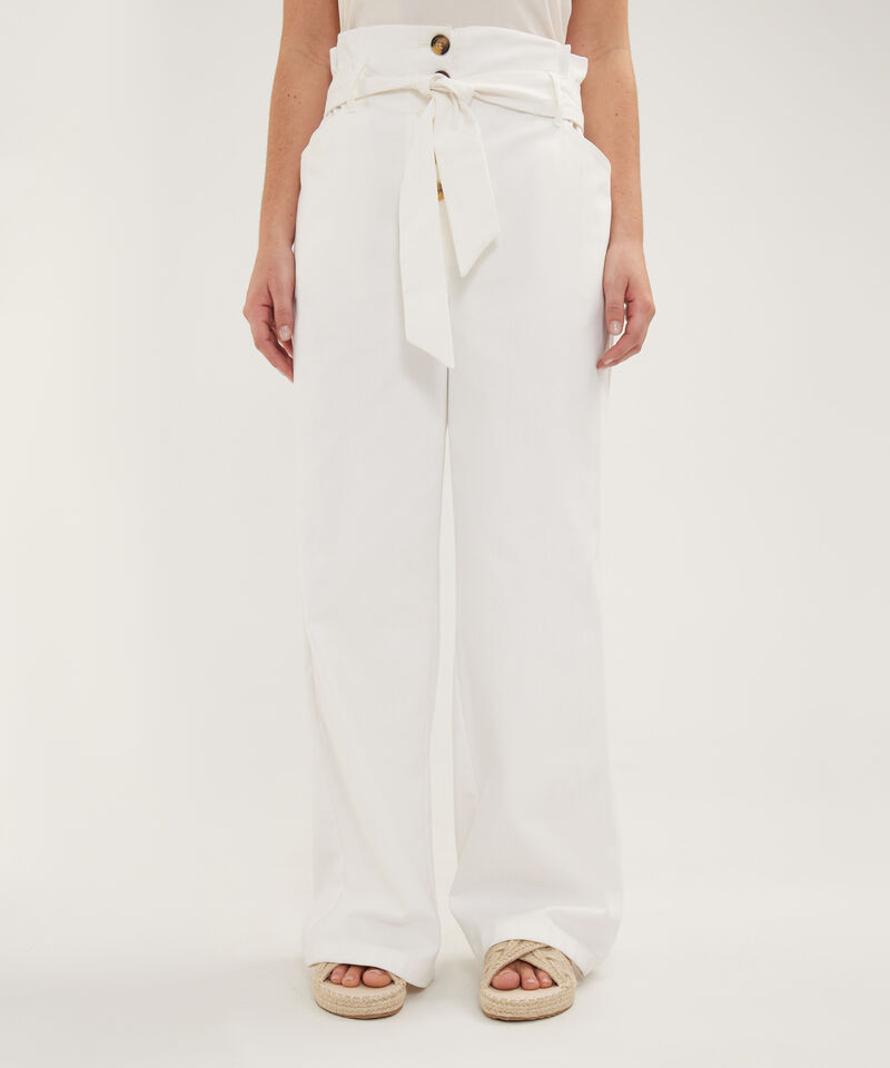 Pantalon Unicolor Paper Con Cinturon