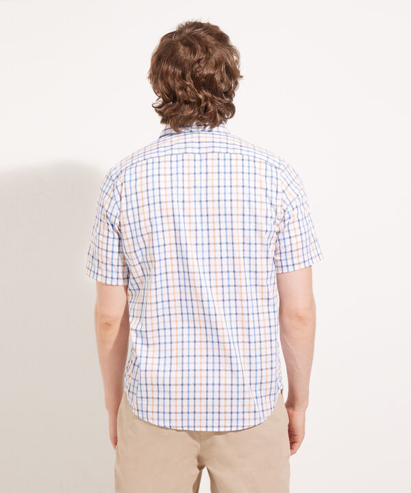 Camisa Manga Corta Cuadros Estampados Con Bolsillo