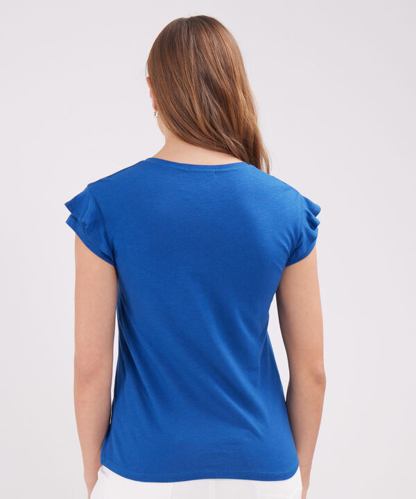 Camiseta Unicolor, Cuello En V Manga Corta