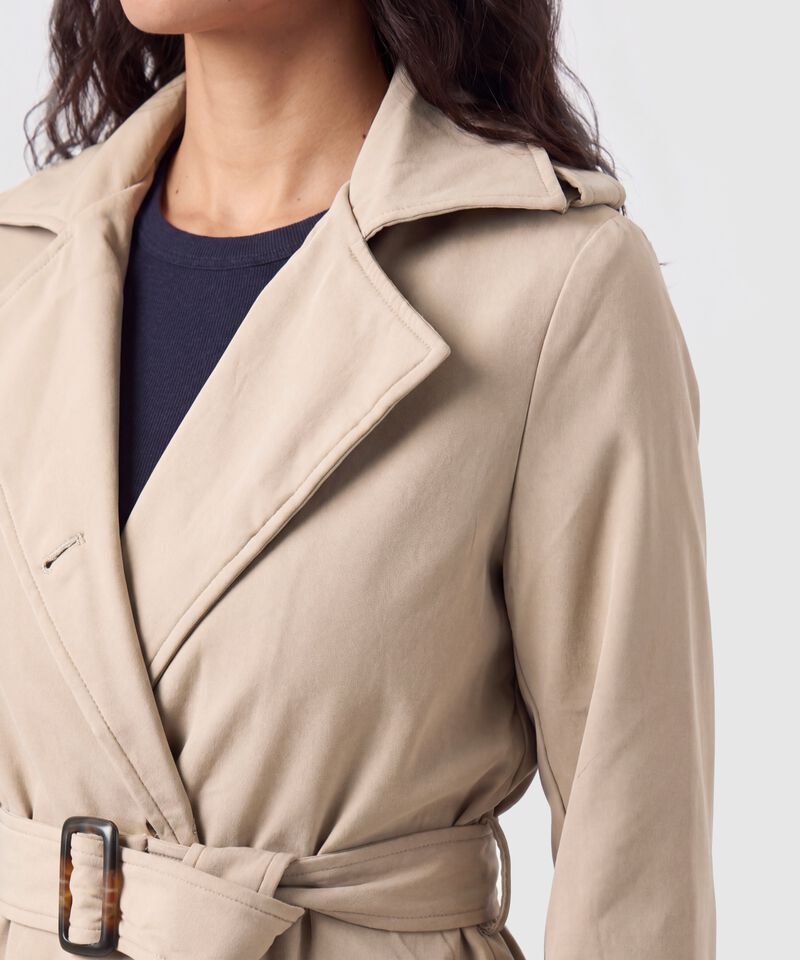 Chaqueta Cruzada Con Cintur&oacute;n Para Mujer