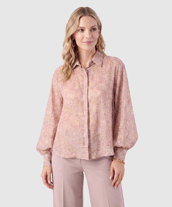 Camisa Manga Abullonada Estampada Mujer image number null