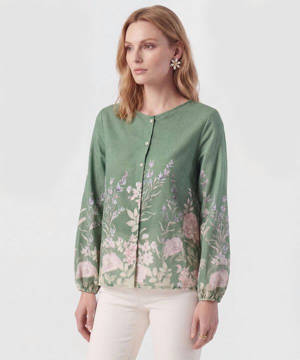 Blusa Bot&aacute;nica De Manga Larga Para Mujer image number null