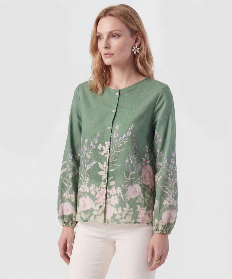 Blusa Bot&aacute;nica De Manga Larga Para Mujer