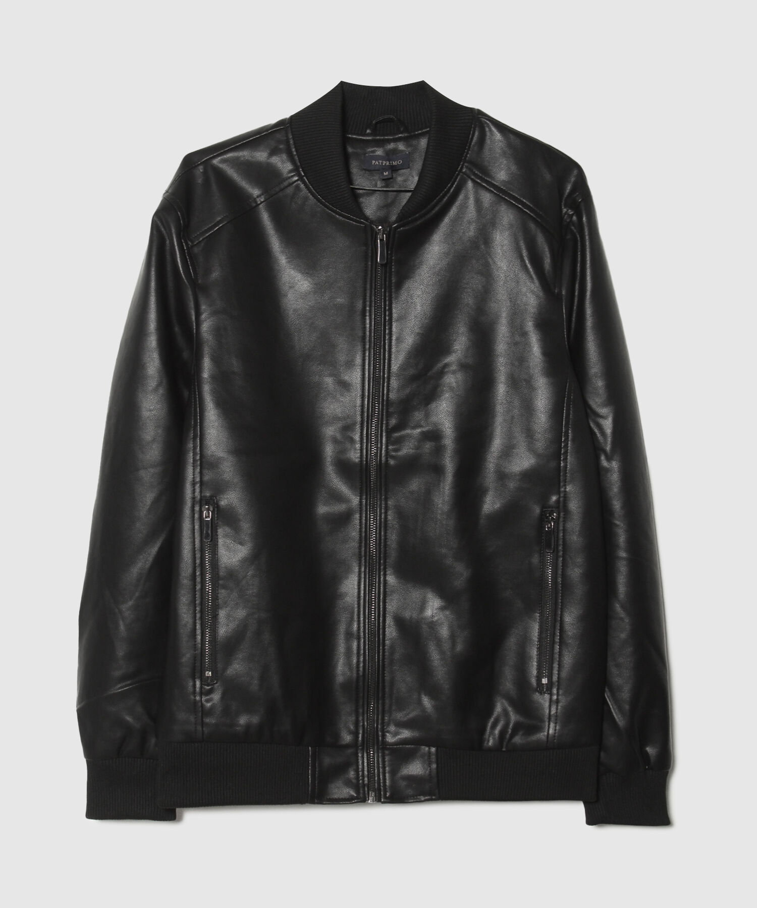 Chaqueta Manga Larga Tipo Bomber En Cuerina