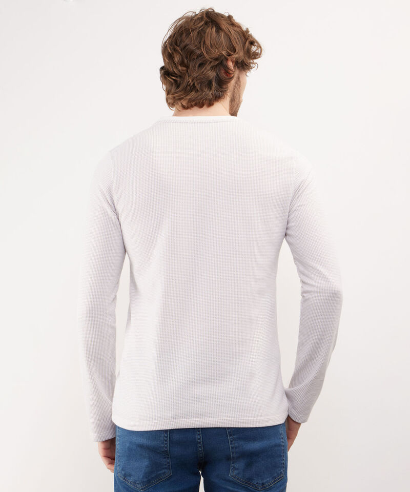 Camiseta Unicolor Manga Larga, Cuello Henley Con Botonadura, Jardin Grunge Linea Moda