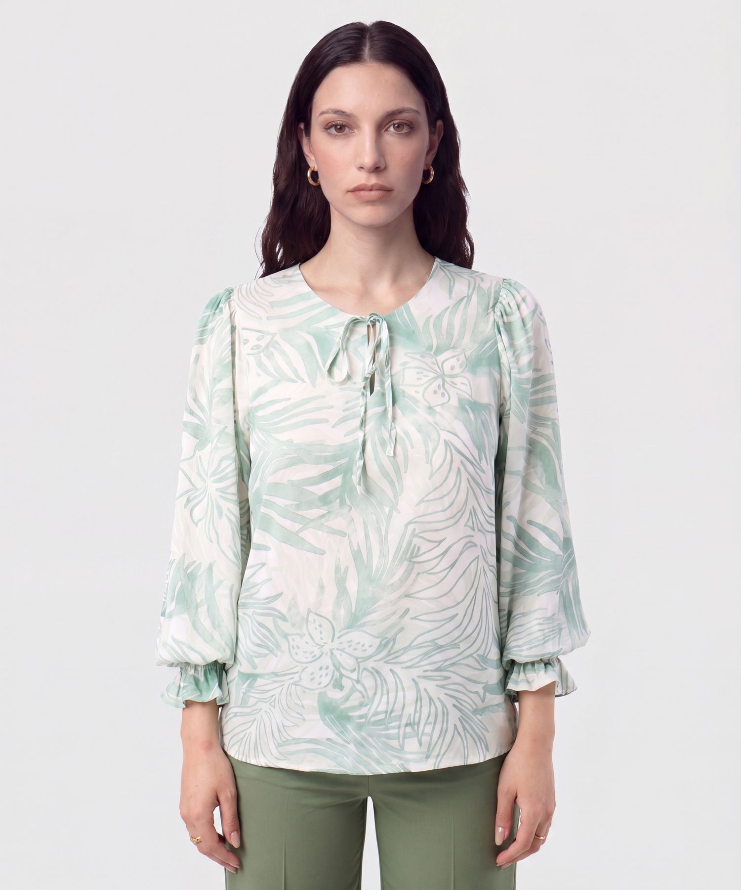 Blusa con Cuello de Amarre para Mujer