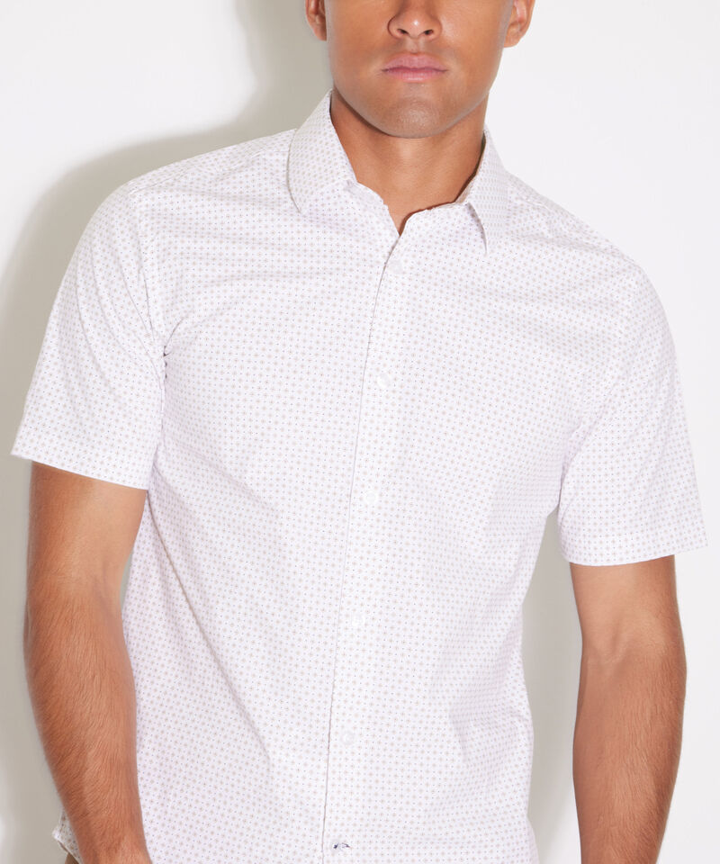 Camisa Estampada Manga Corta, Cuello Formal