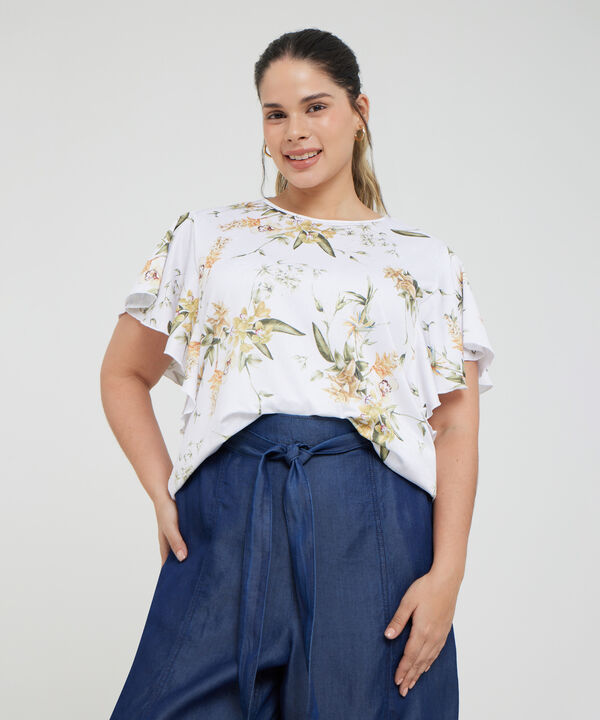 Camiseta Cuello Redondo Con Manga Corta Volada