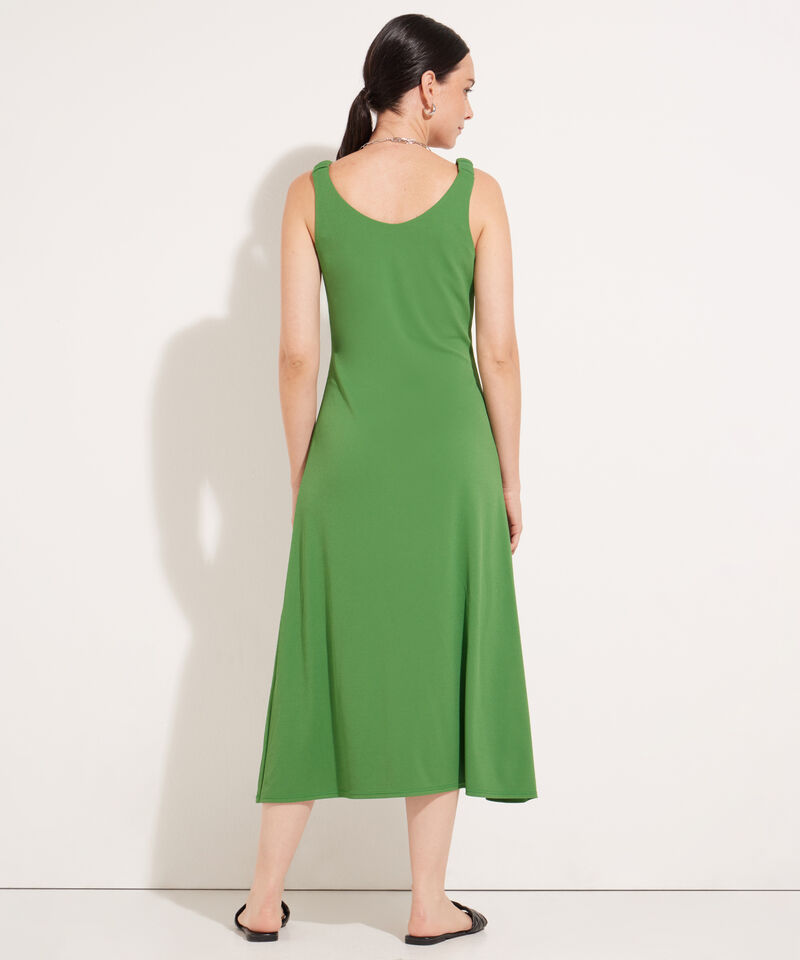Vestido Lencero Unicolor Con Elástico En Tira