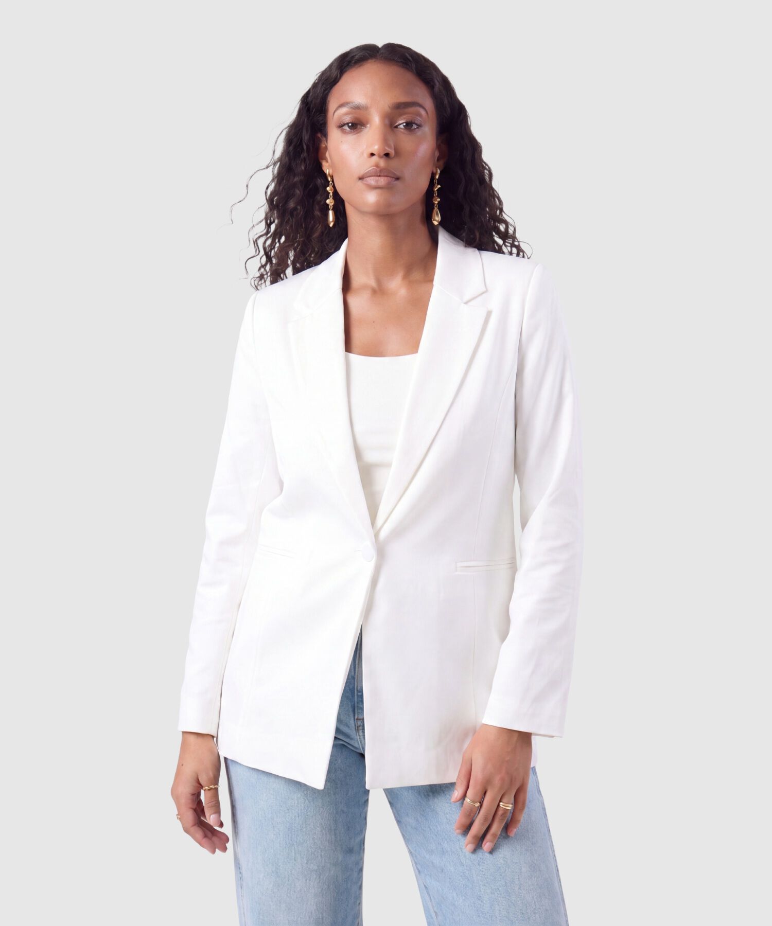 Blazer Para Mujer Con Ajuste De Bot&oacute;n