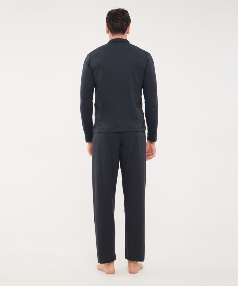 Pijama Camisa Resort Con Detalles Y Pantalón Con Contrastes