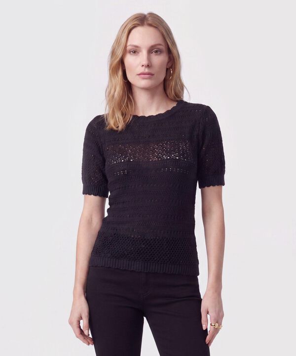 Camiseta De Punto Calado Para Mujer