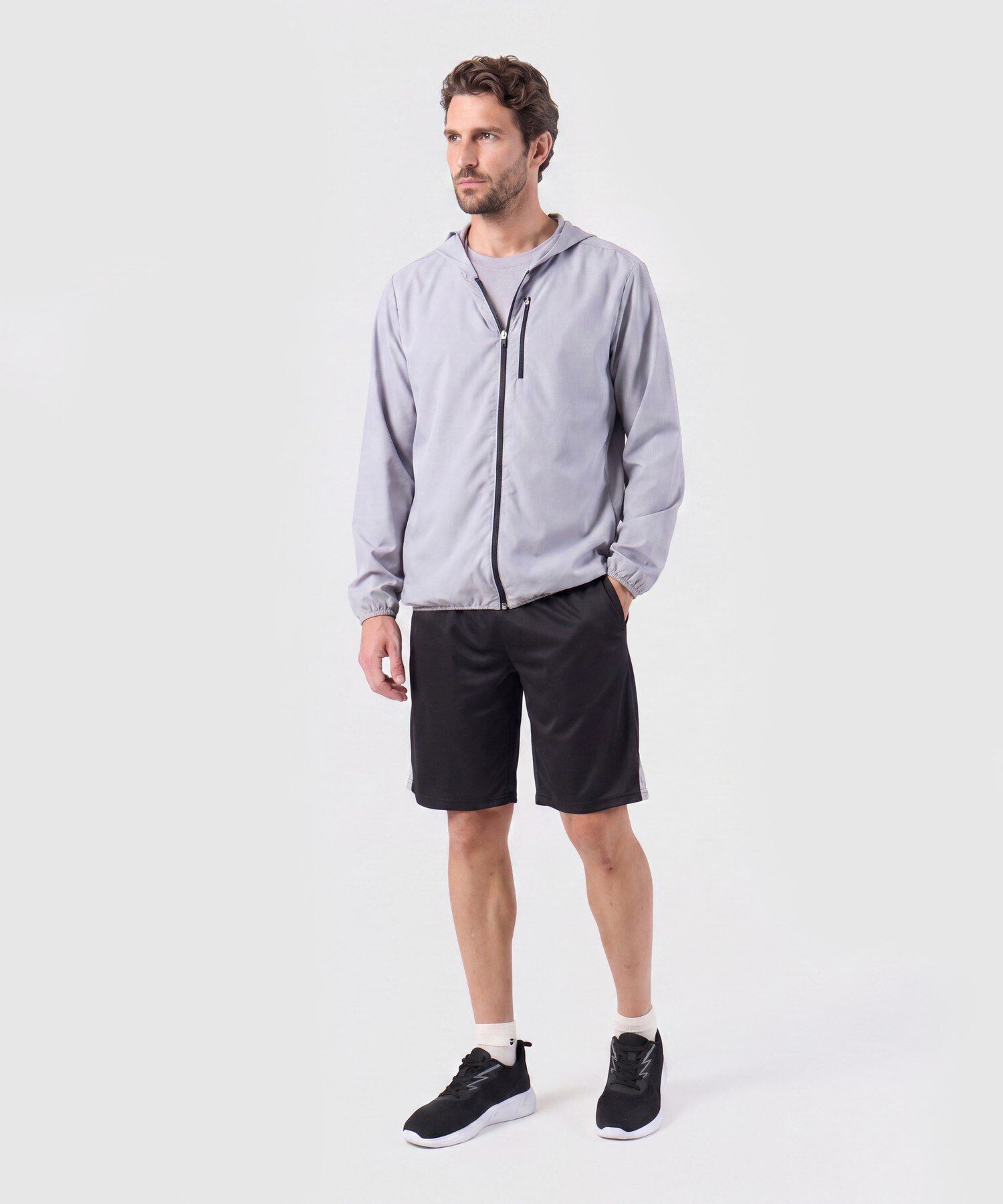 Chaqueta Rompevientos con Capucha Para Hombre