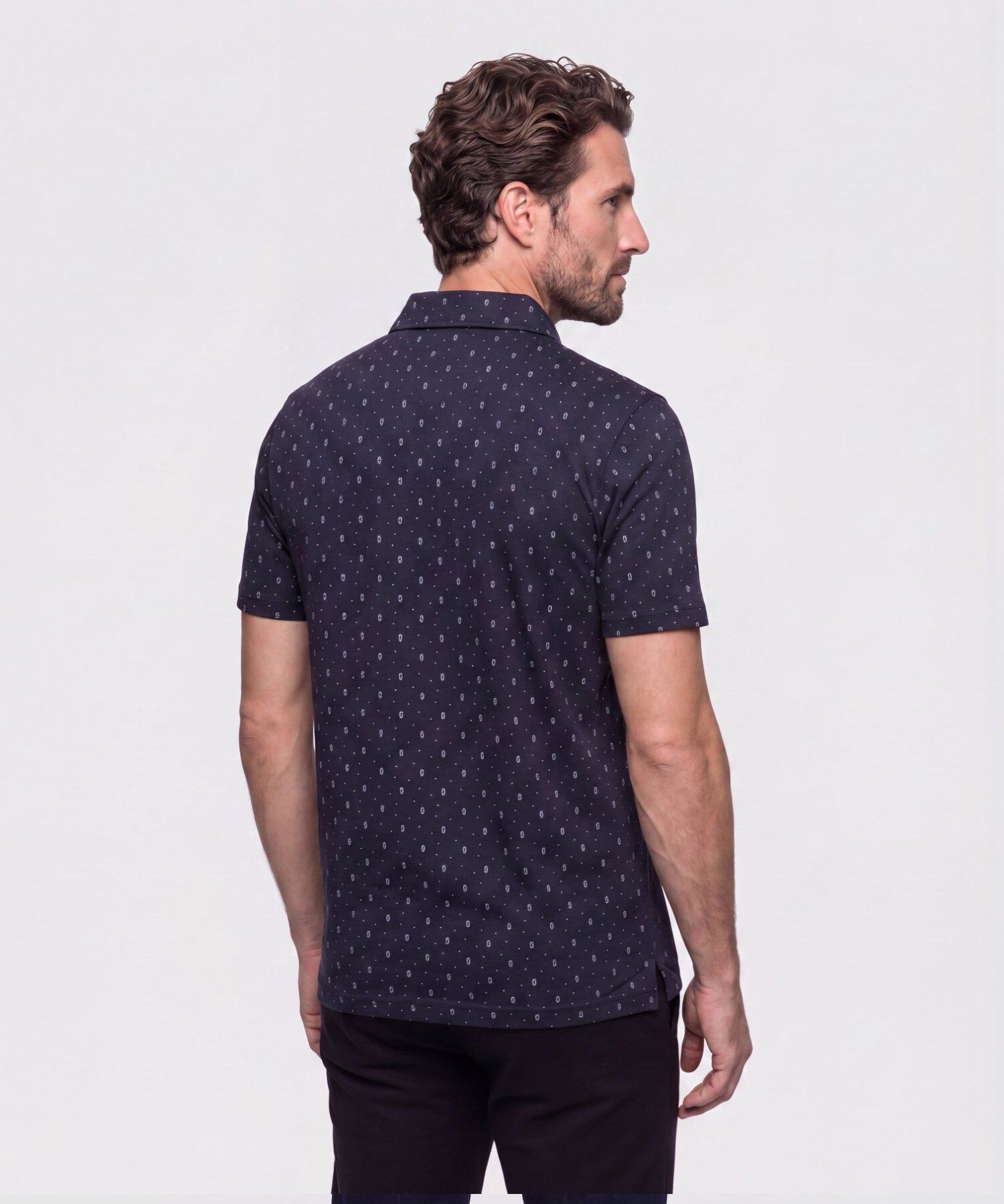 Polo Estampada, Cuello Maquina Duro Con Bolsillo, Silueta Regular Fit Blanco