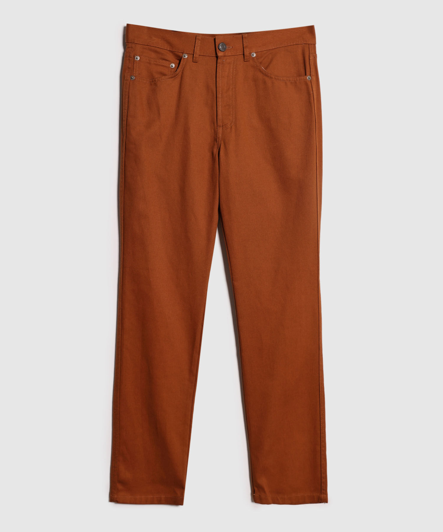 Pantalon Unicolor, 5 Bolsillos, Silueta Regular Fit