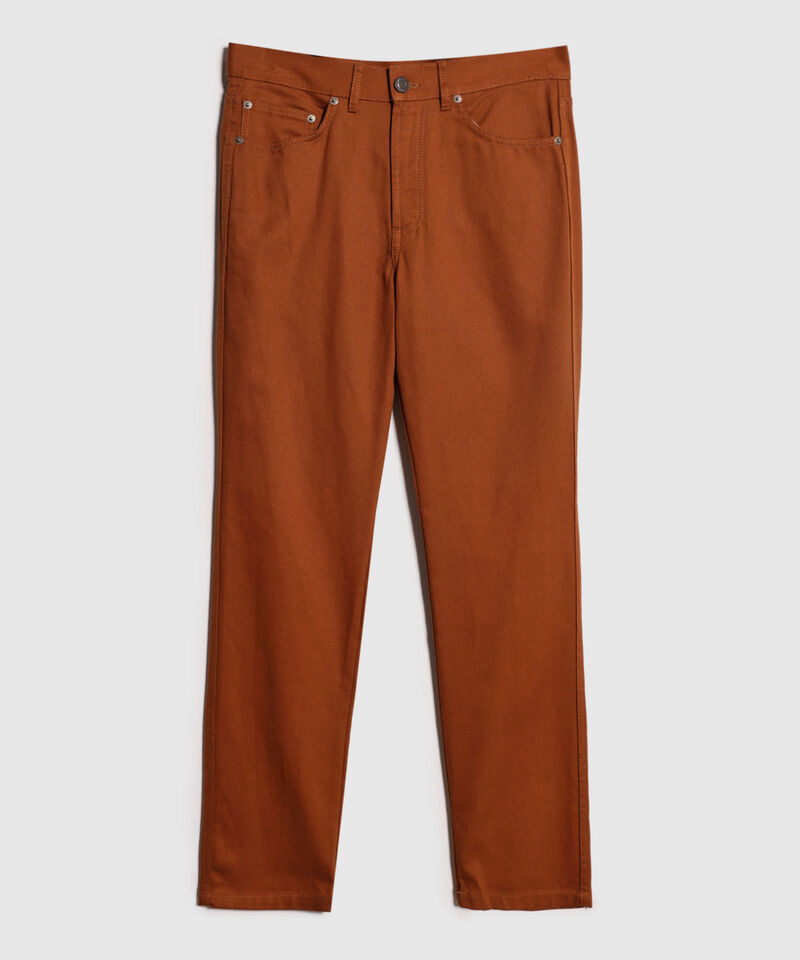 Pantalon Unicolor, 5 Bolsillos, Silueta Regular Fit