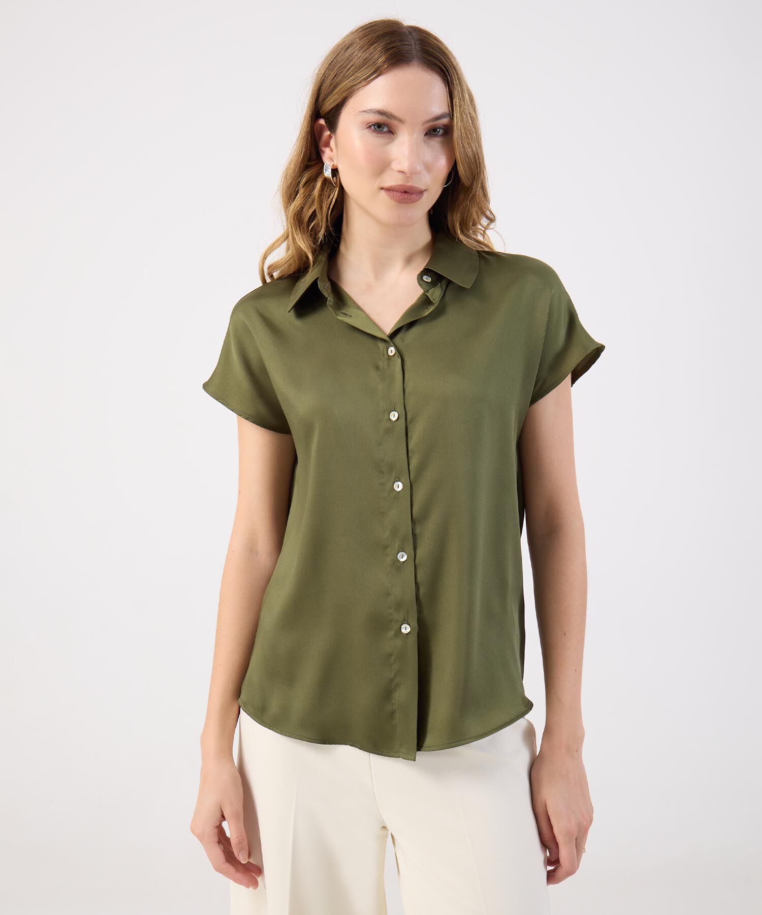 Blusa Verde Manga Corta Mujer