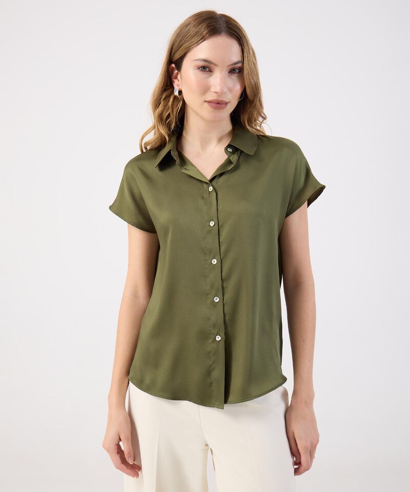 Blusa Verde Manga Corta Mujer