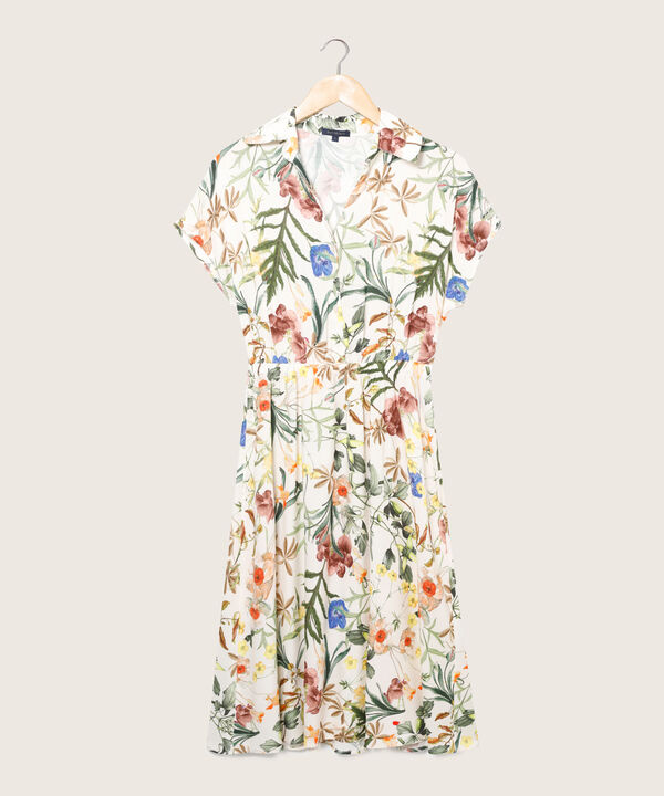 Vestido Camisero Estampado Manga Corta Rodada