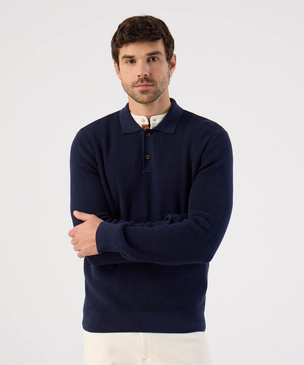 Buzo De Punto Con Cuello Polo Para Hombre image number null