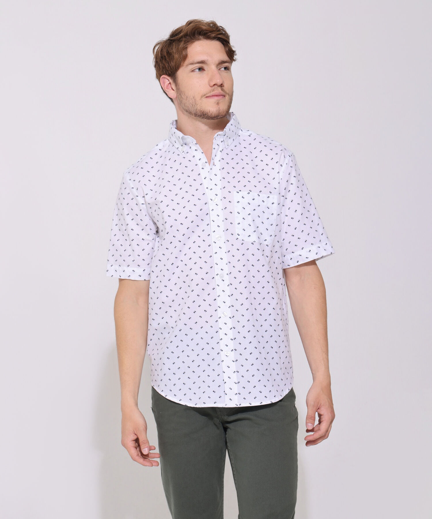 Camisas estampadas manga corta hombre online