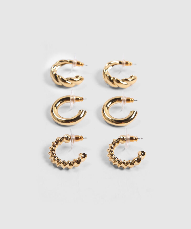Set x 3 Aretes Dorados en Medialuna