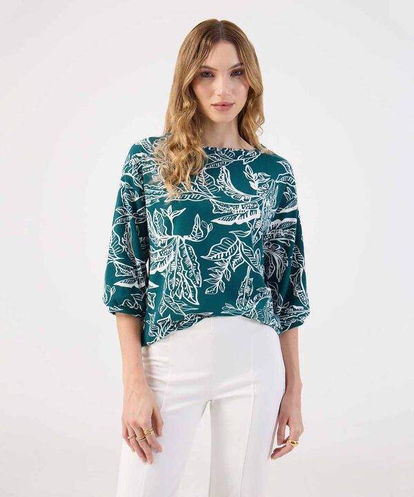 Blusa Estampada de Hojas image number null