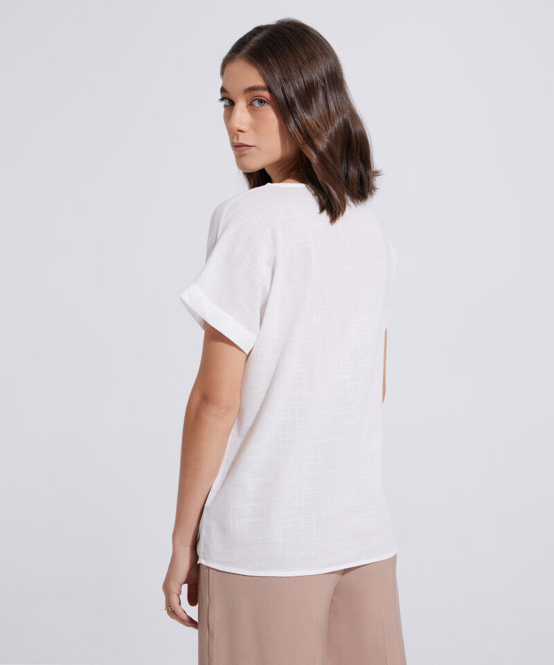 Blusa Manga Corta Corrida Unicolor