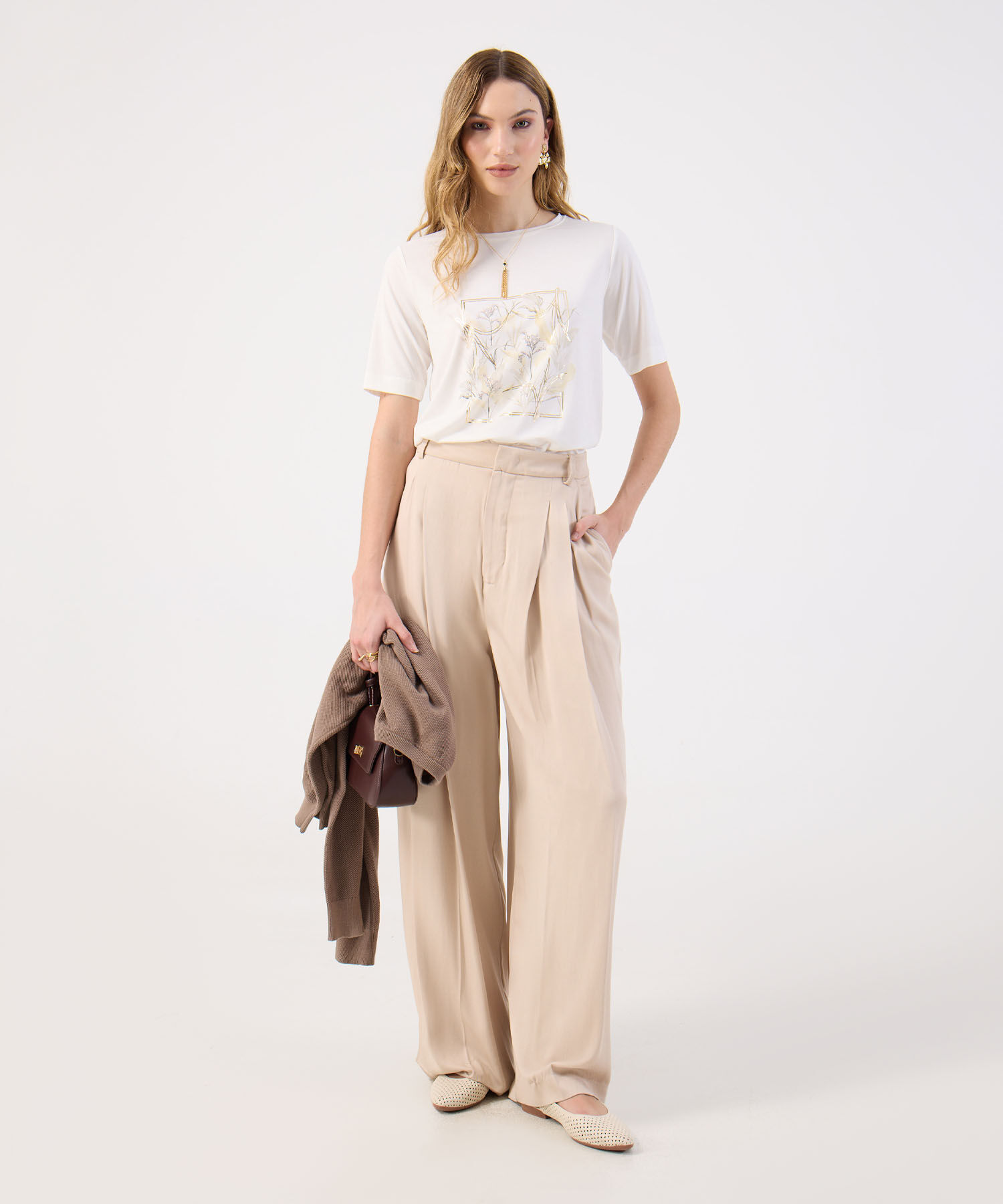 Camiseta Para Mujer Estampado Botánico