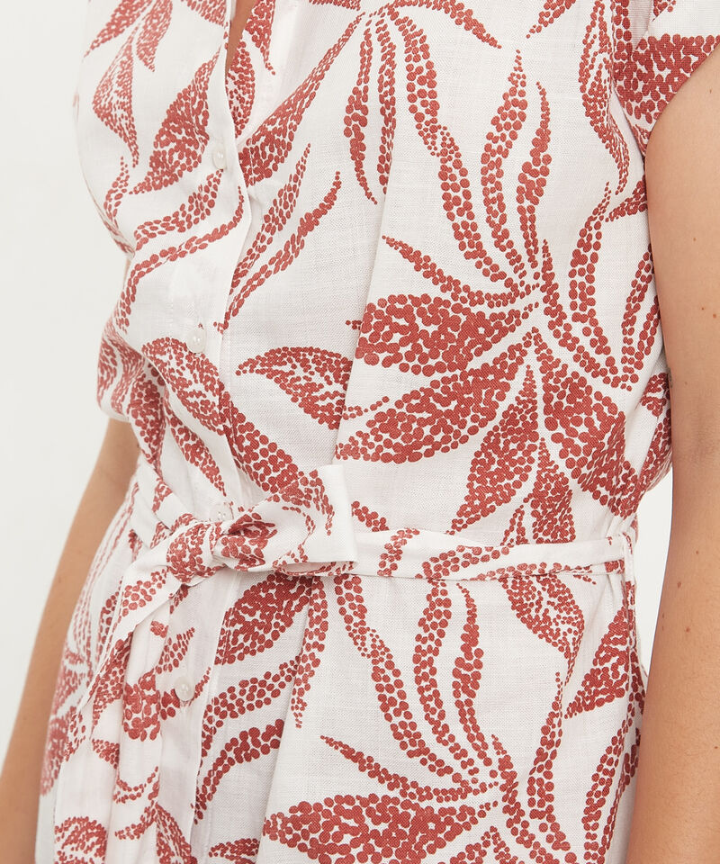 Vestido Camisero En Lino Estampado
