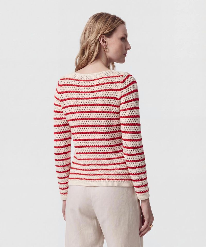 Saco De Punto Calado A Rayas Mujer