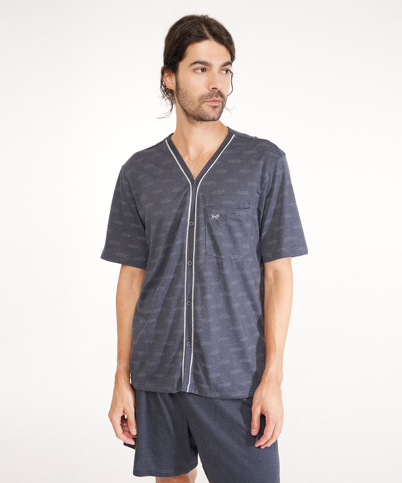 Pijama Camiseta Manga Corta Con Botonadura En Frente Y Pantaloneta