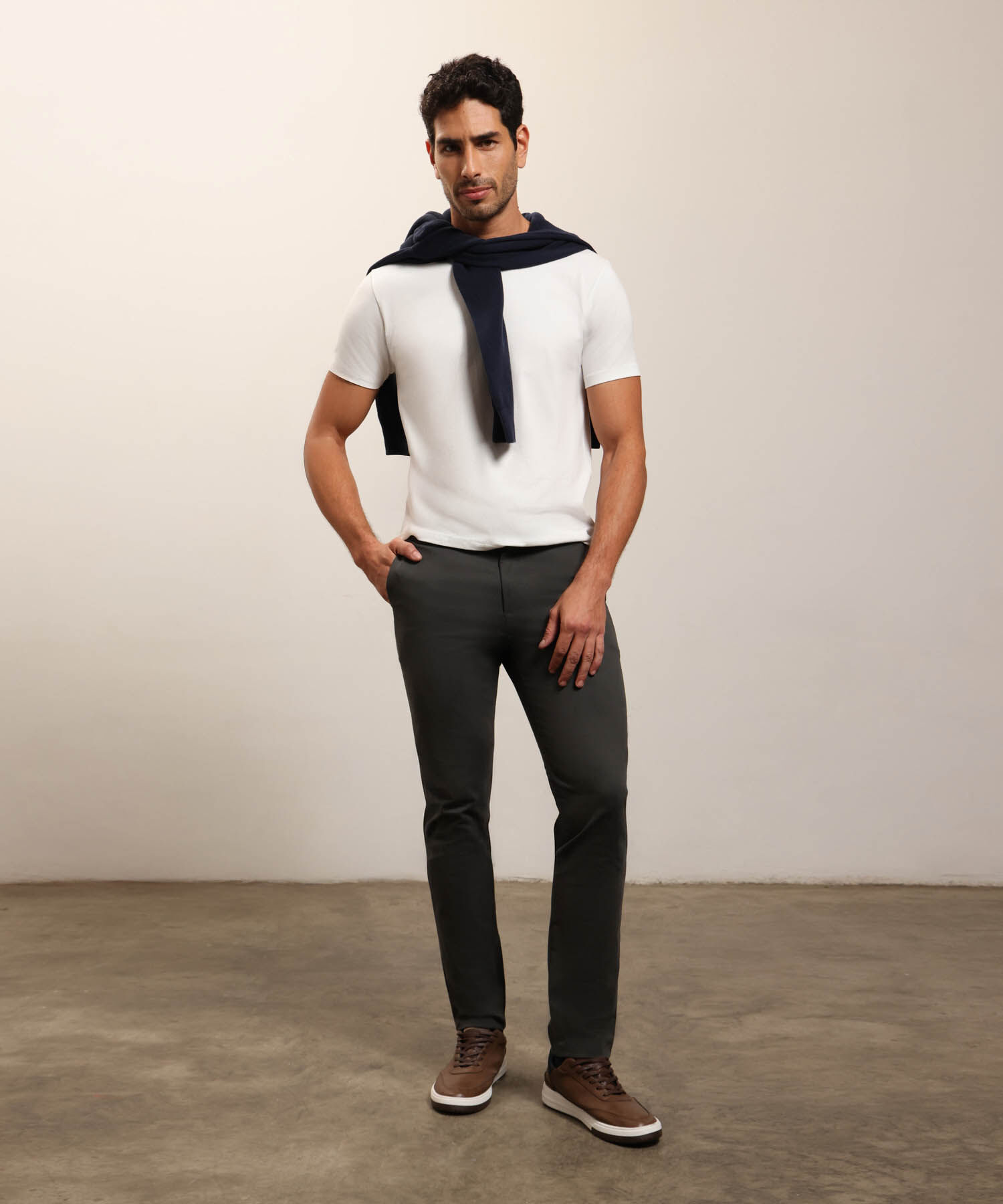 Camiseta B&aacute;sica Cuello Redondo Para Hombre