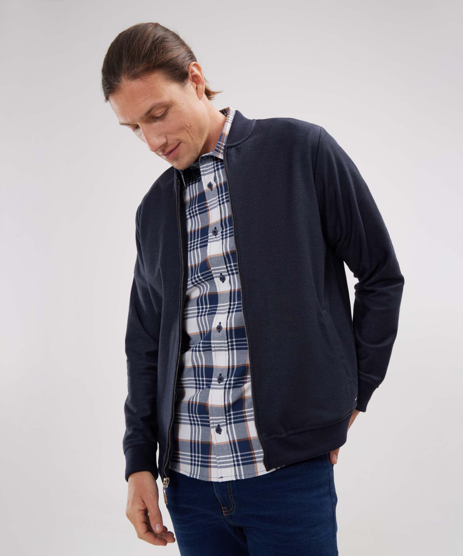 Buzo Bomber Tela Con Textura