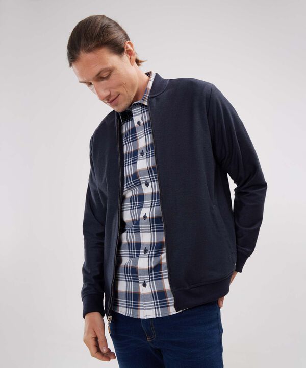 Buzo Bomber Tela Con Textura
