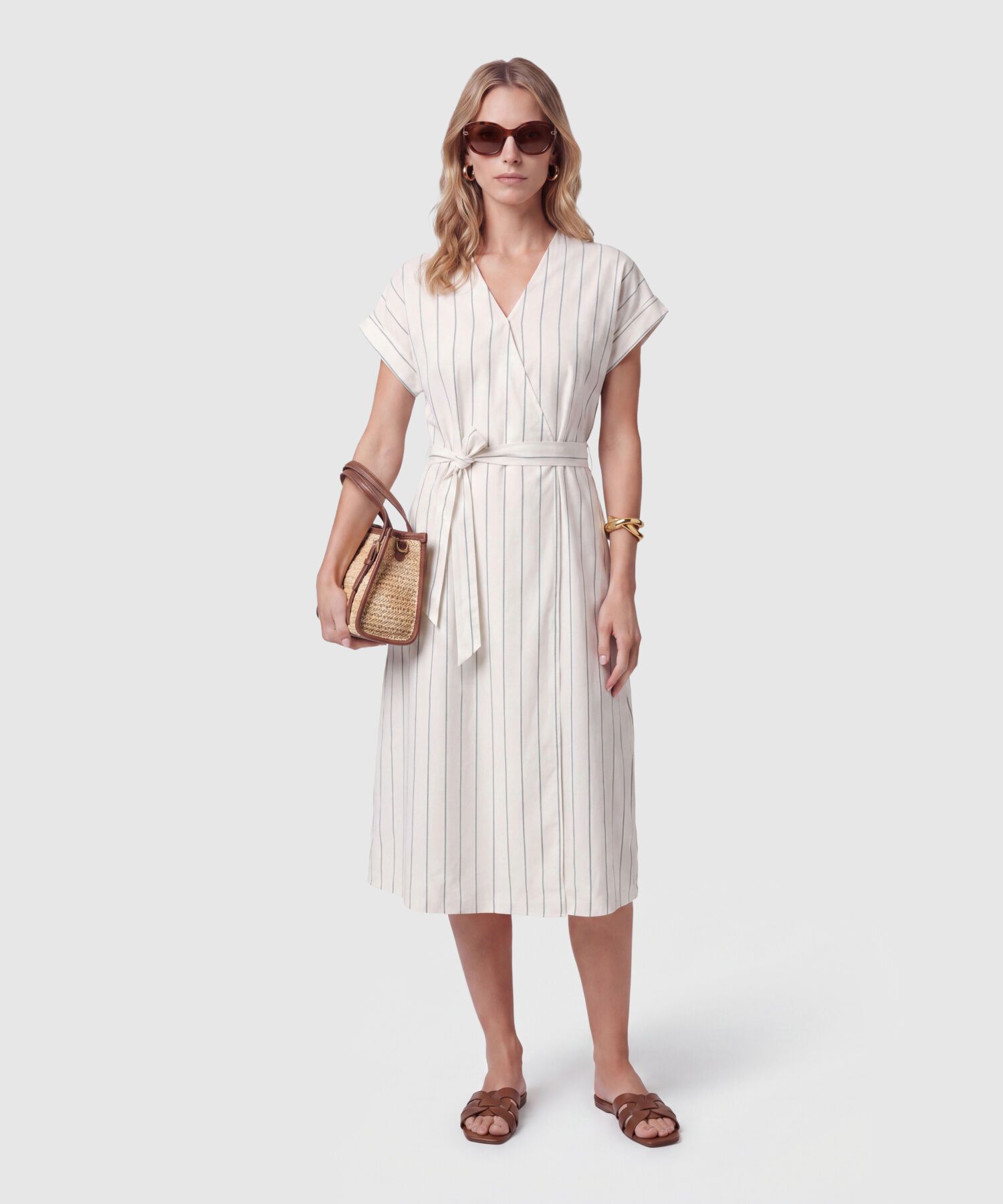 Vestido Midi Cruzado Mujer