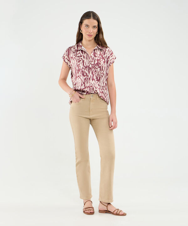 Blusa Manga Corta Corrida En Satin Para Mujer image number null