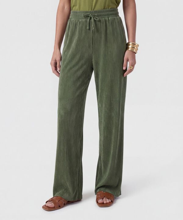 Pantal&oacute;n Wide Leg Plisado Para Mujer image number null