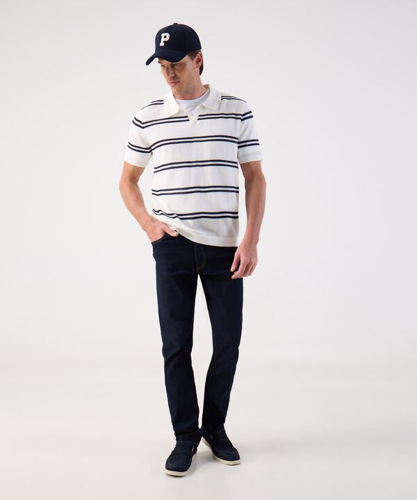 Polo de Punto Abierto para Hombre con Rayas image number null