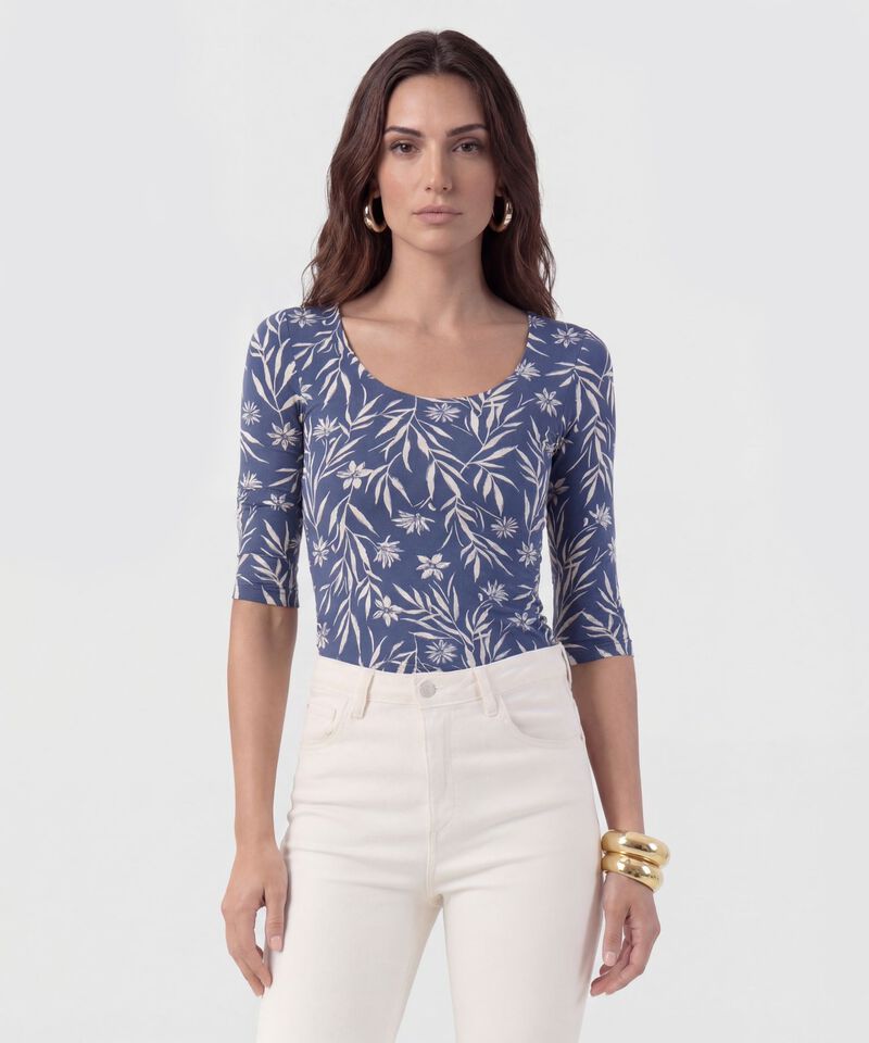 Camiseta Manga Media Y Cuello Redondo Mujer