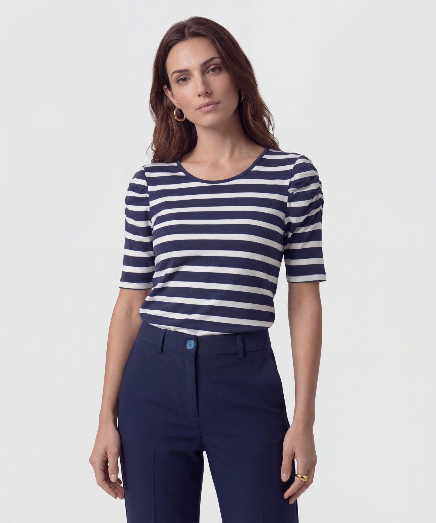 Camiseta Manga Corta Con Ruche Estampada