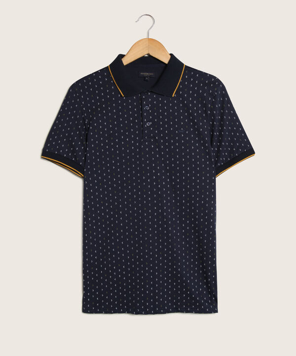 Polo Estampada Con Cuello Y Puños