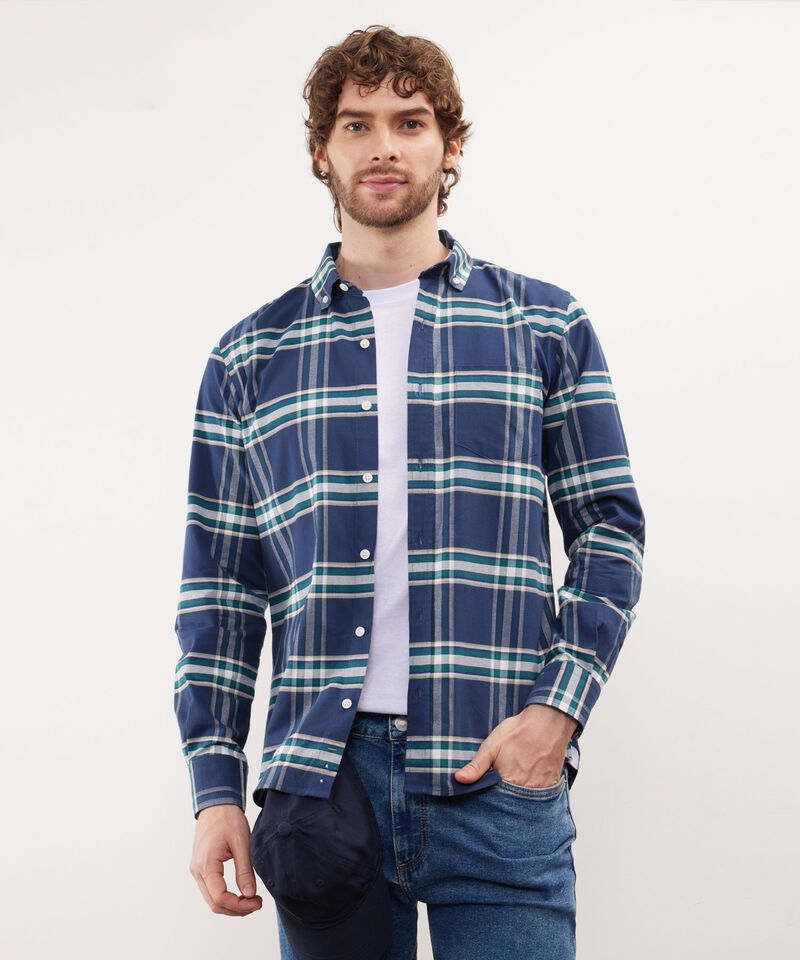 Camisa Manga Larga Button Down Prete&ntilde;ido