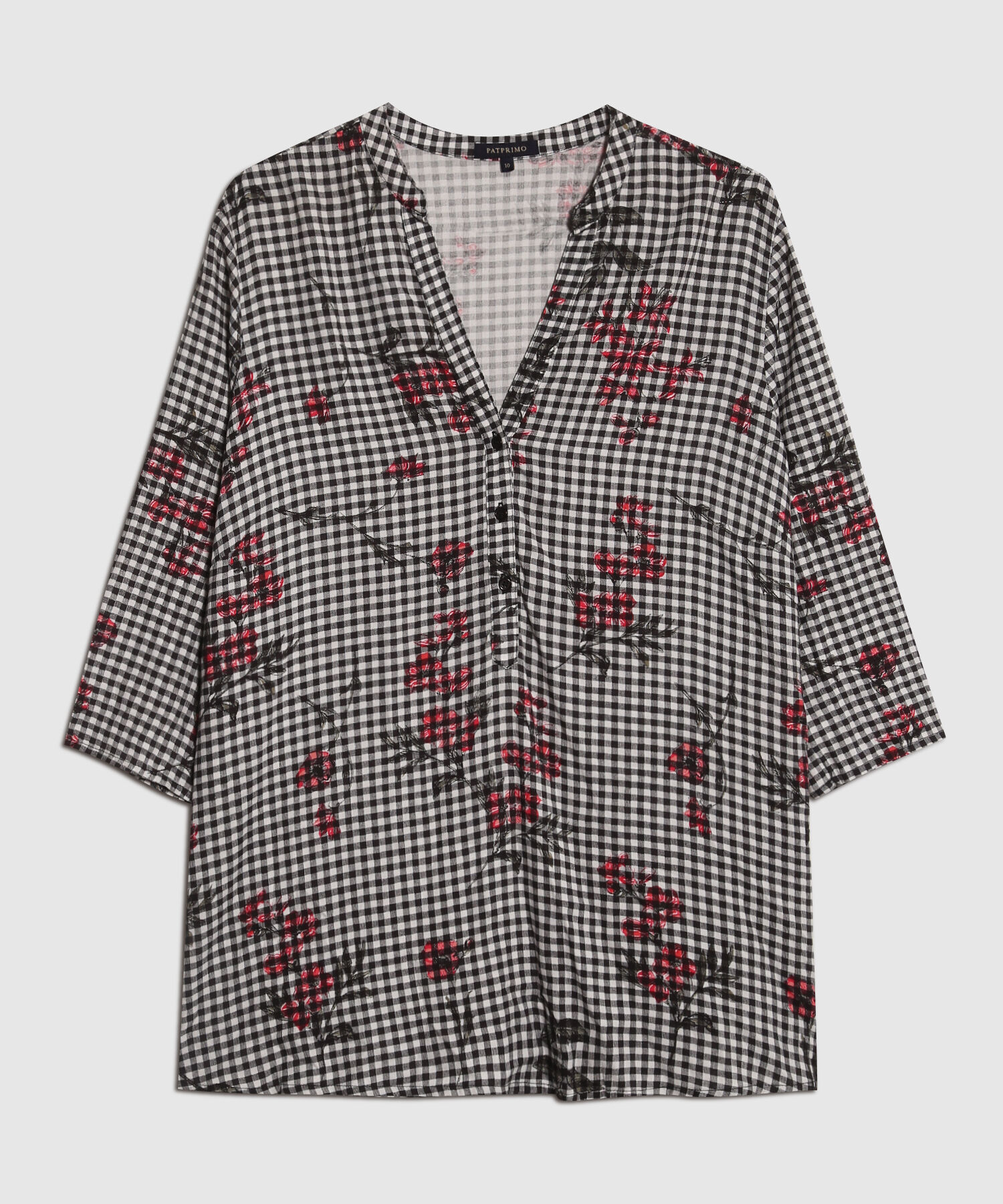 Blusa a Cuadros Estampado Floral