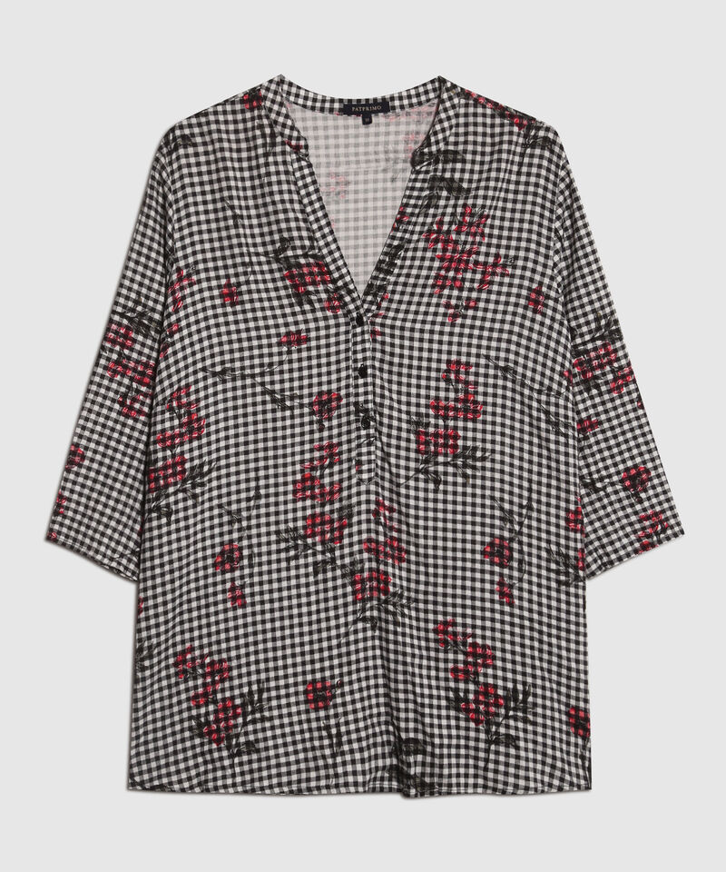 Blusa a Cuadros Estampado Floral